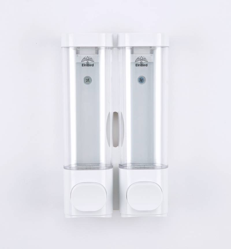EBSD0012-250 ml set of 2 - white- abs double soap dispenser-ElriBird